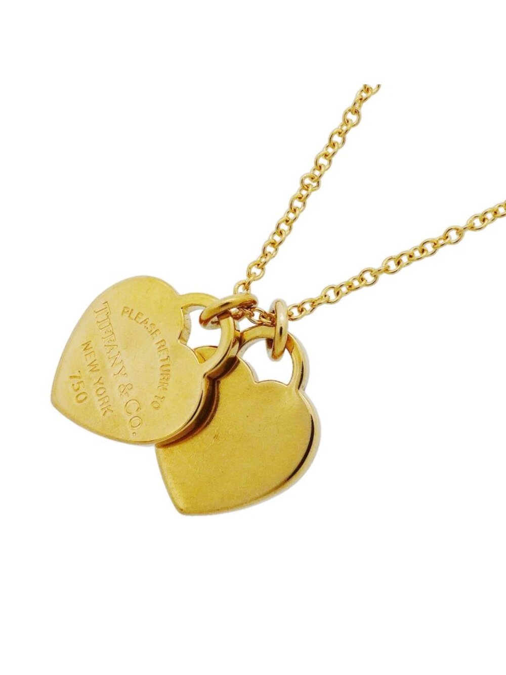 Tiffany & Co Necklace Double Return to Tiffany Heart 18k Yellow Gold